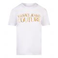 Versace Jean Couture Womens White/Gold Thick Foil Logo S/s T Shirt 
