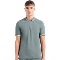 Armani Exchange Polo Shirt Mens Balsam Green Logo Collar Zip S/s Polo 