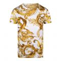 Womens White/Gold Watercolour Baroque S/s T Shirt 133959 by Versace Jeans Couture from Hurleys