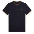 Mens Navy/Caramel Twin Tipped S/s T Shirt 137484 by Fred Perry from Hurleys