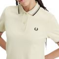 Fred Perry Polo Shirt Womens Oatmeal Twin Tipped S/s Polo
