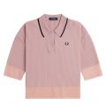 Fred Perry Knitted Top Womens Dusty Rose Pink Sheer Trim Knitted Top 