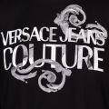 Versace Jeans Couture T Shirt Womens Black Baroque Logo Boxy S/s T Shirt