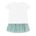 Mayoral Set Girls White/Green  T Shirt + Tulle Skirt Set