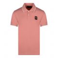 Belstaff Polo Shirt Mens Rust Pink Branded Tipped S/s Polo