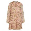 Womens Silver Pink Flower Vilida Falia Short Dress 137262 by Vila from Hurleys