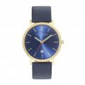 Mens Gold & Blue Dial Print Leather Strap Watch 19266 by Ted Baker from Hurleys