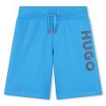HUGO Sweat Shorts Boys Electric Blue Branded Leg Sweat Shorts