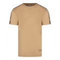 Moschino T Shirt Mens Tan Logo Tape S/s T Shirt