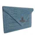 Vivienne Westwood Clutch Womens Light Blue Embossed Croc Envelope Clutch
