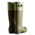 Hunter Wellies Womens Lichen Green/Muffled Green Tall Colour Block Boots | Hurleys