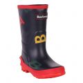 Barbour Wellington Boots Boys Navy Scatter Shield Wellies