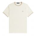 Mens Ecru/ Oat Twin Tipped S/s T Shirt 137489 by Fred Perry from Hurleys