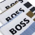 BOSS Socks Mens White 3PK Rib Stripe Socks 