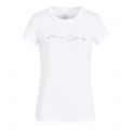 Armani Exchange T Shirt Womens White Diamante Script Logo S/s T Shirt 