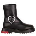Love Moschino Boots Womens Black Heart Chunky Leather Boots