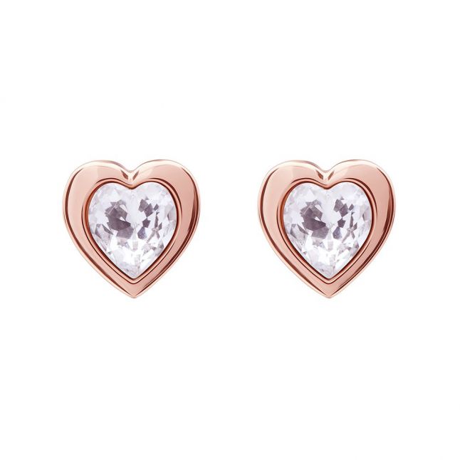 Womens Rose Gold Crystal Han Heart Earrings