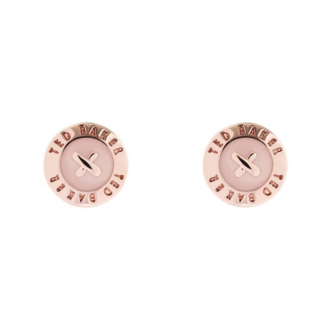 Ted Baker Womens Rose Gold/Baby Pink Eisley Enamel Mini Button Earrings