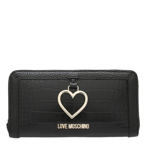 Moschino Love Moschino Large Zip Around Black Purse Love Hearts £100 New 