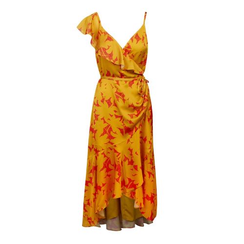 Ted Baker Womens Yellow/Pink Saraaa Ruffle Midi Wrap Dress | Hurleys