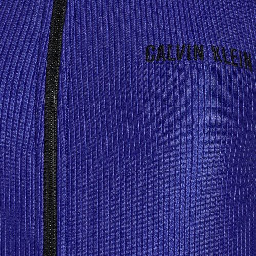 Calvin Klein Swimsuit Womens Midnight Lagoon Intense Power Rib Zip Swimsuit