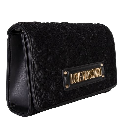 Love Moschino Crossbody Bag Womens Black Lace Quilt Crossbody Bag