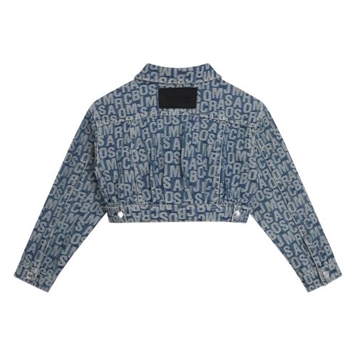 Marc Jacobs Denim Jacket Girls Blue Logo Crop Denim Jacket