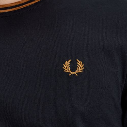 Mens Navy/Caramel Twin Tipped S/s T Shirt 137486 by Fred Perry from Hurleys
