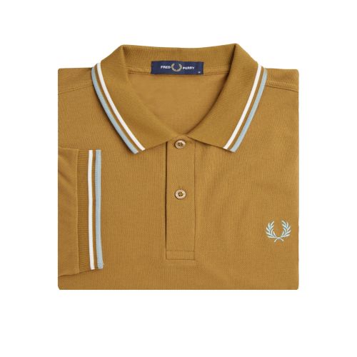 Mens Dark Caramel/Snow White/Silver Blue Twin Tipped S/s Polo 137474 by Fred Perry from Hurleys