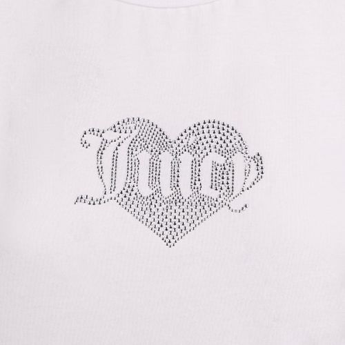Juicy Couture T Shirt Womens White Haylee Heart Diamante S/s | Hurleys