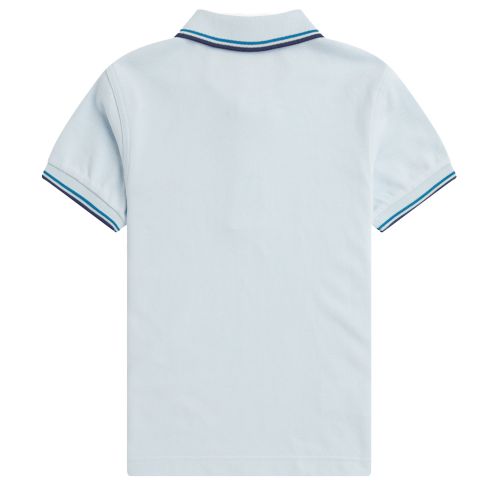 Fred Perry Polo Shirt Boys Light Ice/Blue Twin Tipped S/s Polo