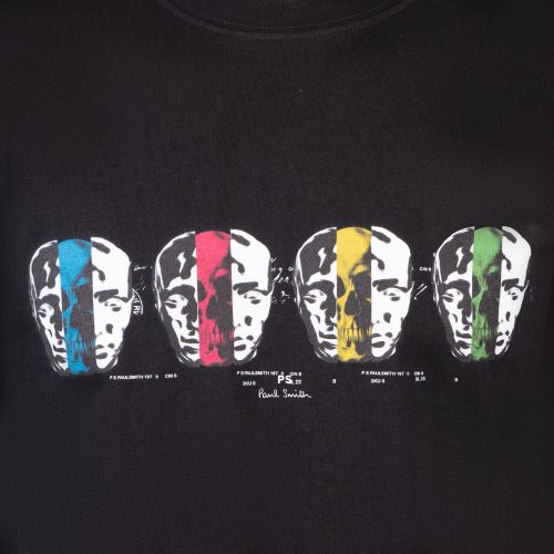 PS Paul Smith T Shirt Mens Black Faces Multi Reg Fit S/s T Shirt