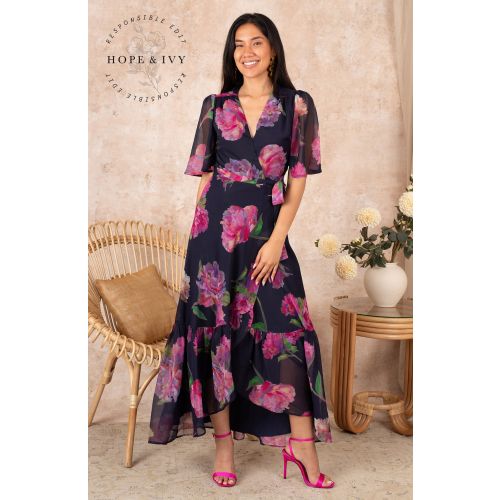 Womens Navy The Ashia Maxi Dress 136024 by Hope & Ivy from Hurleys