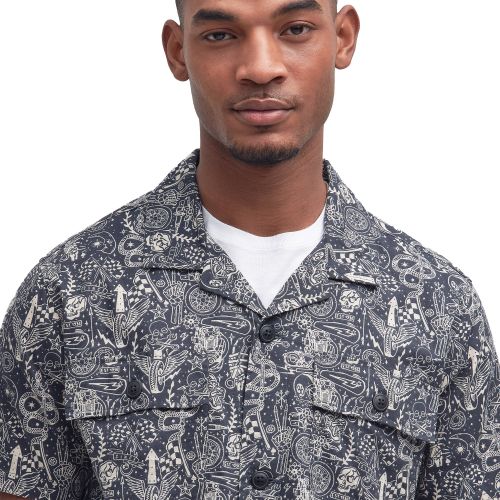 Mens Navy Mitchel Printed S/s Shirt 138043 by Barbour International from Hurleys