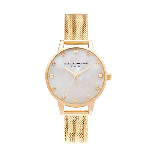 Olivia Burton Watch Womens Pale Gold/Mother of Pearl Classics Mesh Watch