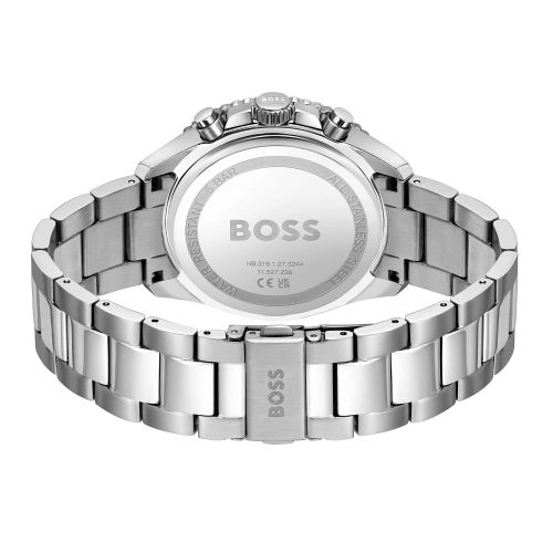 BOSS Watch Mens Silver/Blue Runner Bracelet Strap Watch