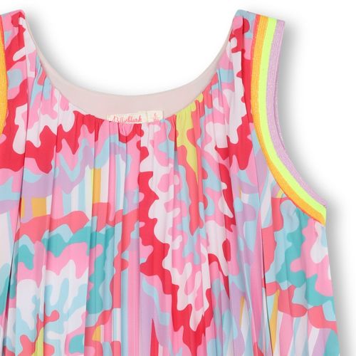 Billieblush Dress Girls Multicolour Colour Camo Pleat Dress