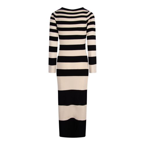 Pretty Lavish Dress Womens Black + Beige Mila Striped Knit Midi Dress