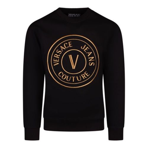 Versace Jeans Couture Sweatshirt Mens Black/Gold Embroidered Emblem Sweatshirt