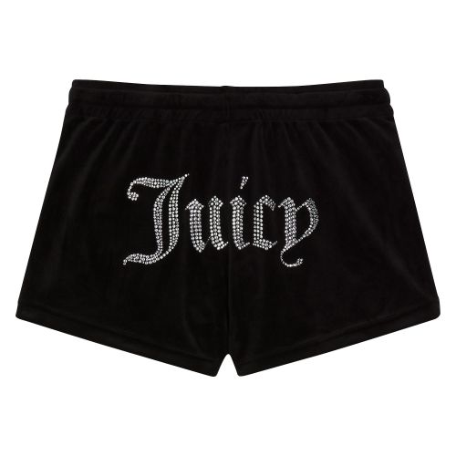 Juicy Couture Shorts Womens Black Tamia Diamante Velour Shorts