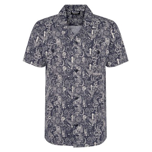 Mens Navy Mitchel Printed S/s Shirt 138042 by Barbour International from Hurleys