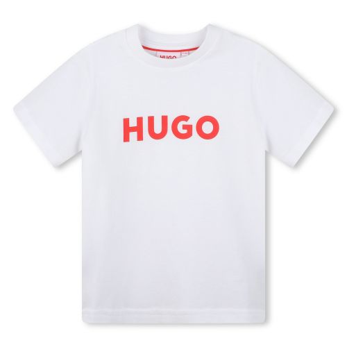 HUGO T Shirt Boys White Logo S/s T Shirt
