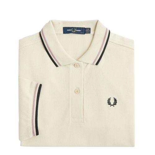 Fred Perry Polo Shirt Womens Oatmeal Twin Tipped S/s Polo