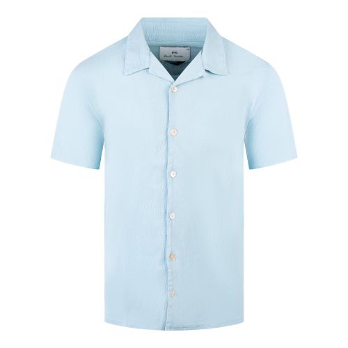 PS Paul Smith Shirt Mens Light Blue Open Neck Regular Fit S/s Shirt