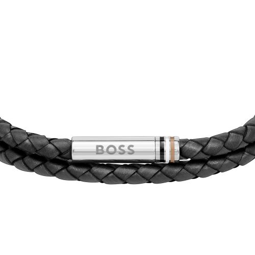BOSS Bracelet Mens Black Ares Double Braid Bracelet