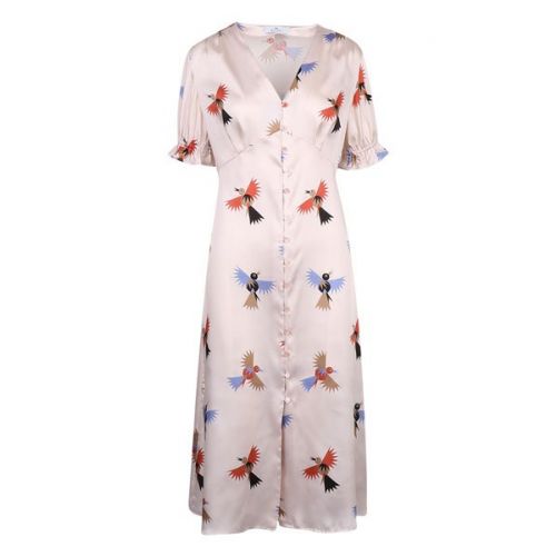 Womens Pink Bird Print Midi Dress 110607 by PS Paul Smith from Hurleys
