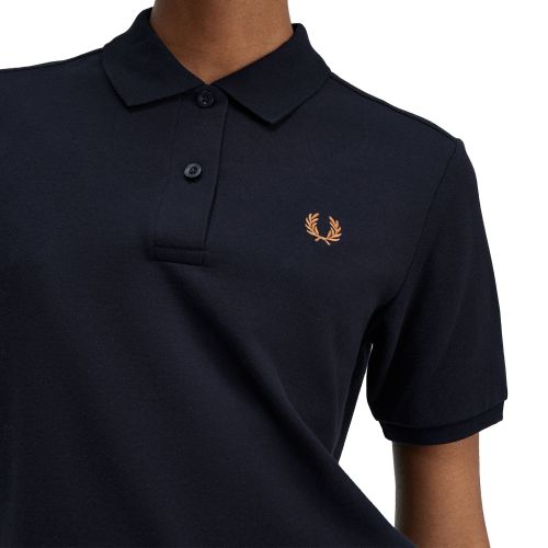 Fred Perry Polo Shirt Womens Navy Plain S/s Polo Shirt 