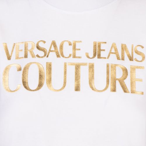 Versace Jean Couture Womens White/Gold Thick Foil Logo S/s T Shirt 
