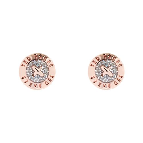 Ted Baker Earrings Womens Rose Gold/Silver Glitter Eisley Enamel Mini Button