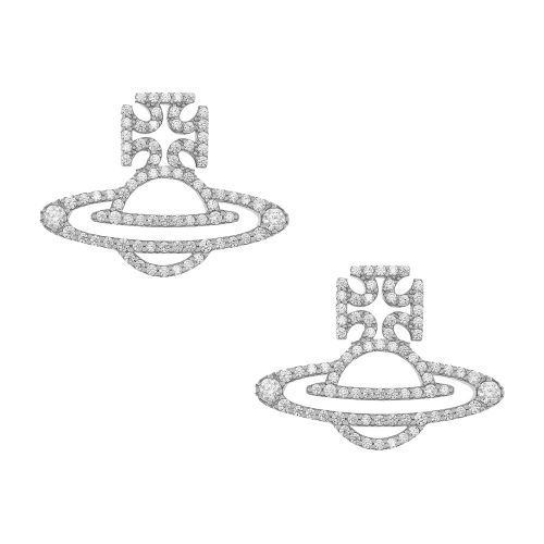 Vivienne Westwood Earrings Womens Silver/White CZ Trudy Earrings 